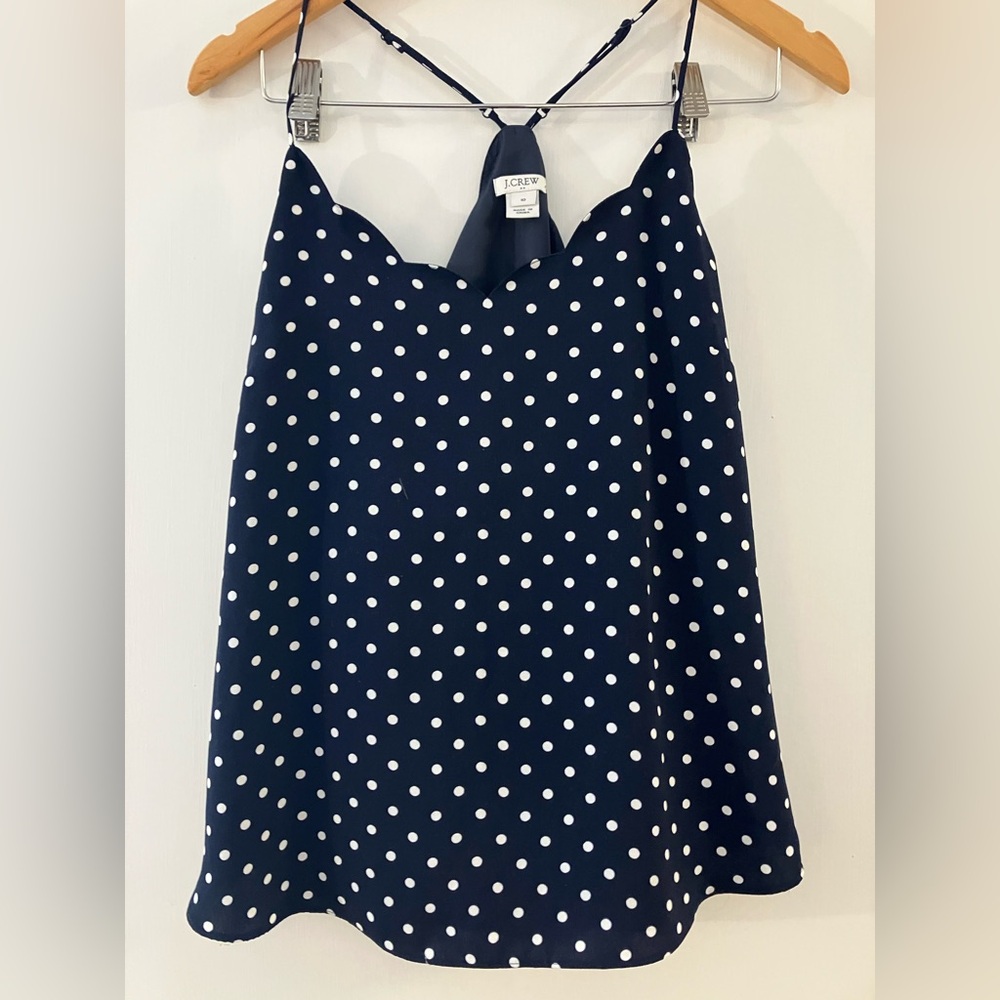 J.Crew Navy Polka Dot Top size 10
